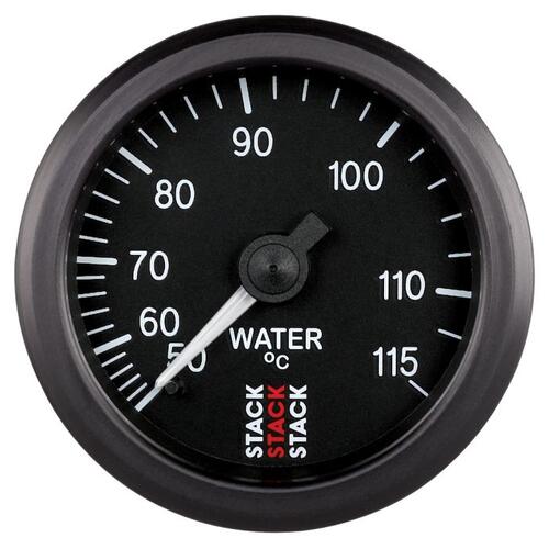 Autometer Gauge, Water Temp, Mechanical, 52Mm, Black, 50-115ºc, 3/8" Bspt (M), Stack Instruments