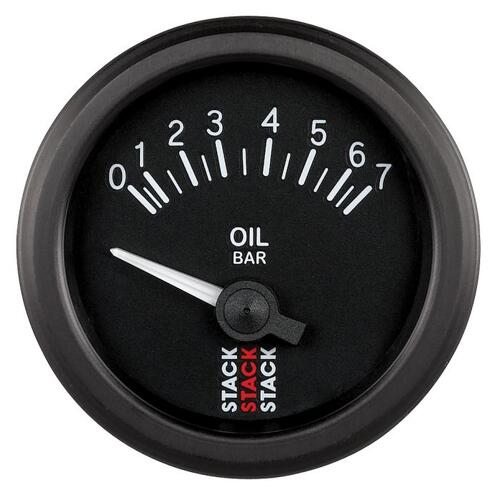 Autometer Gauge, Oil Press, Electric, 52Mm, Black, 0-7 Bar, M10 (M), Stack Instruments