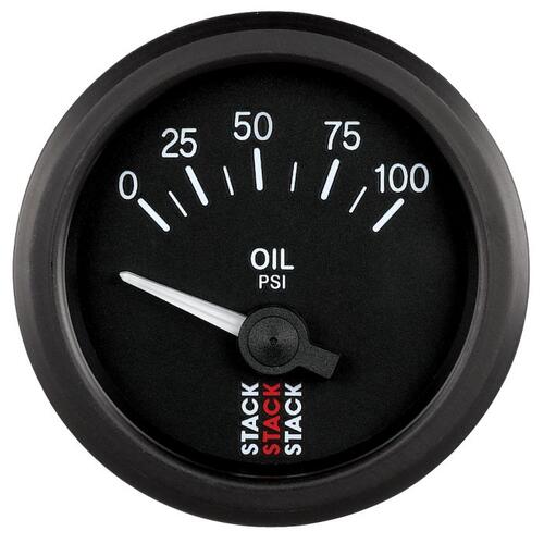 Autometer Gauge, Oil Press, Electric, 52Mm, Blk, 0-100Psi, 1/8" Nptf, Stack Instruments