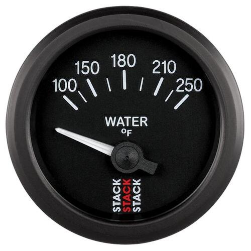 Autometer Gauge, Water Temp, Electric, 52Mm, Blk, 100-250ºf, 1/8" Nptf, Stack Instruments