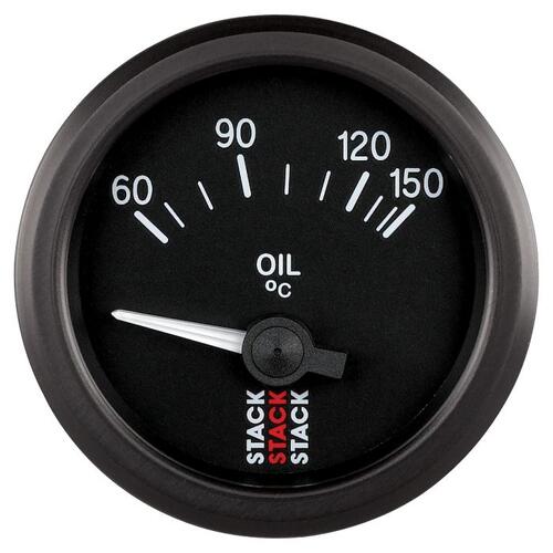 Autometer Gauge, Oil Temp, Electric, 52Mm, Blk, 60-150ºc, M10 Male, Stack Instruments