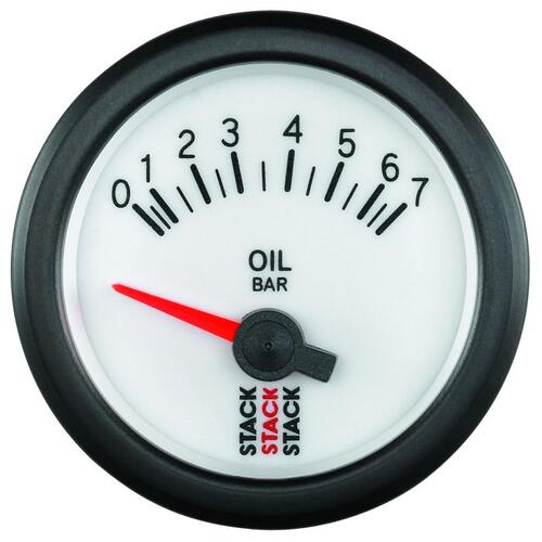Autometer Gauge, Oil Press, Electric, 52Mm, Wht, 0-7 Bar, M10 Male, Stack Instruments