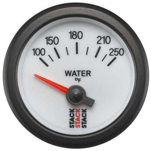 Autometer Gauge, Water Temp, Electric, 52Mm, Wht, 100-250ºf, 1/8" Nptf, Stack Instruments