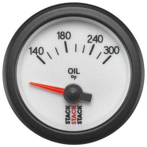 Autometer Gauge, Oil Temp, Electric, 52Mm, Wht, 140-300ºf, 1/8" Nptf, Stack Instruments