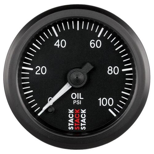 Autometer Gauge, Oil Press, Pro Stepper Motor, 52Mm, Blk, 0-100Psi, 1/8" Nptf Male, Stack Instrument