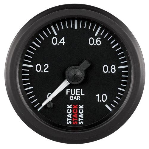Autometer Gauge, Fuel Press, Pro Stepper Motor, 52Mm, Blk, 0-1 Bar, M10 Male, Stack Instruments