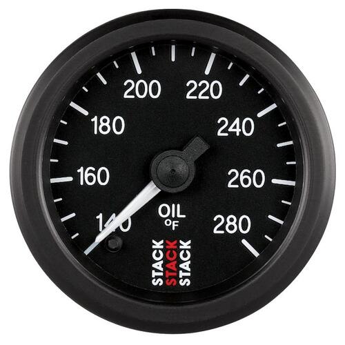 Autometer Gauge, Oil Temp, Pro Stepper Motor, 52Mm, Blk, 140-280ºf, 1/8" Nptf Male, Stack Instrument