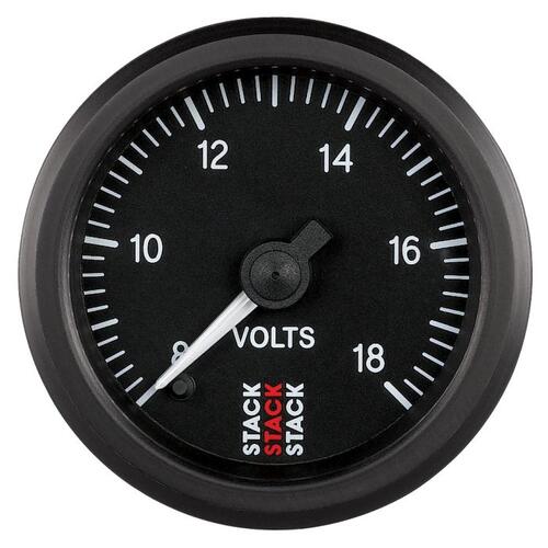 Autometer Gauge, Battery Voltage, Pro Stepper Motor, 52Mm, Blk, 8-18V, Stack Instruments