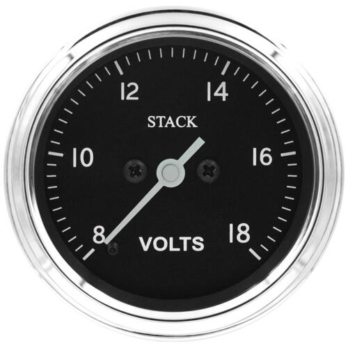Autometer Gauge, Battery Voltage, Pro Stepper Motor, 52Mm, Classic, 8-18V, Stack Instruments
