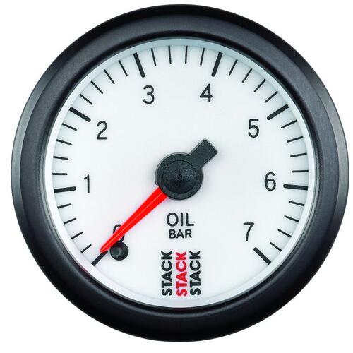 Autometer Gauge, Oil Press, Pro Stepper Motor, 52Mm, Wht, 0-7 Bar, M10 Male, Stack Instruments