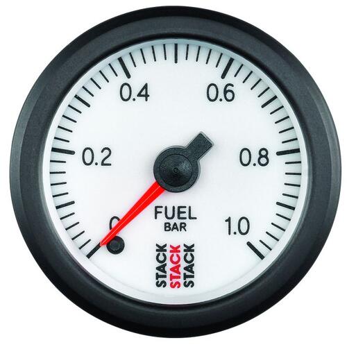 Autometer Gauge, Fuel Press, Pro Stepper Motor, 52Mm, Wht, 0-1 Bar, M10 Male, Stack Instruments