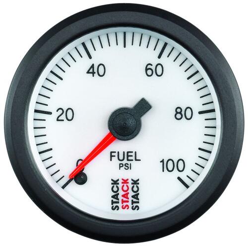 Autometer Gauge, Fuel Press, Pro Stepper Motor, 52Mm, Wht, 0-100Psi, 1/8" Nptf Male, Stack Instrumen