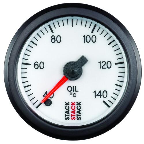 Autometer Gauge, Oil Temp, Pro Stepper Motor, 52Mm, Wht, 40-140ºc, 1/8" Nptf Male, Stack Instruments