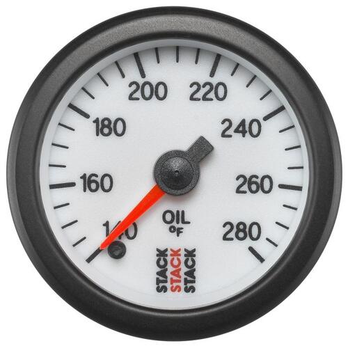 Autometer Gauge, Oil Temp, Pro Stepper Motor, 52Mm, Wht, 140-280ºf, 1/8" Nptf Male, Stack Instrument