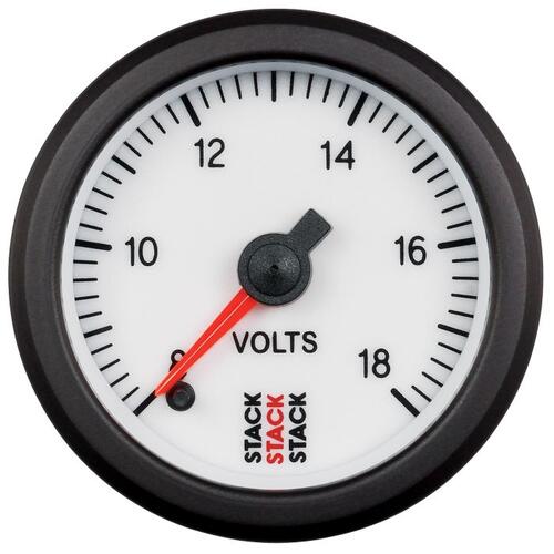 Autometer Gauge, Battery Voltage, Pro Stepper Motor, 52Mm, Wht, 8-18V, Stack Instruments