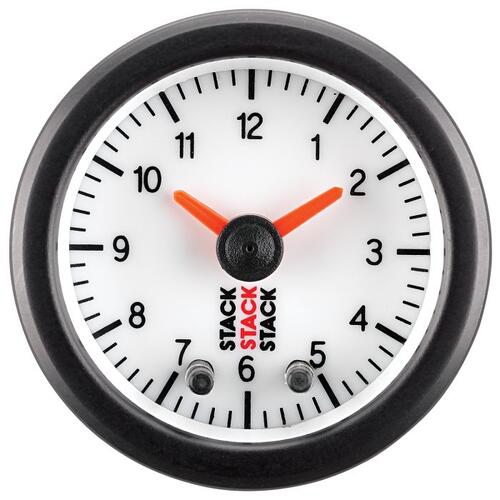 Autometer Gauge, Analog Clock, Wht, Stack Instruments