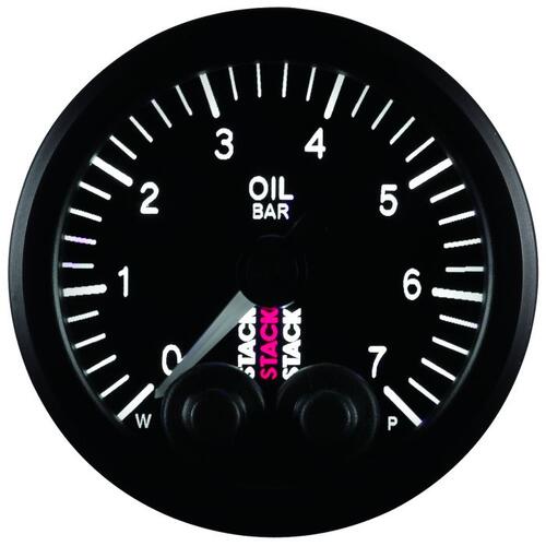 Autometer Gauge, Oil Press, Pro-Control, 52Mm, Blk, 0-7 Bar, M10 Male, Stack Instruments