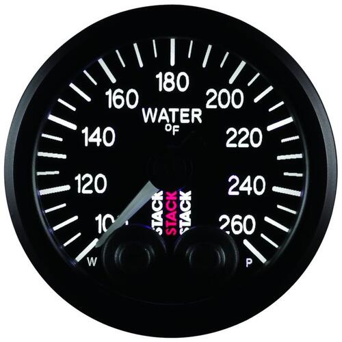 Autometer Gauge, Water Temp, Pro-Control, 52Mm, Blk, 100-260ºf, 1/8" Nptf Male, Stack Instruments