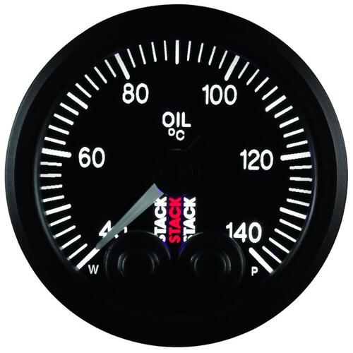 Autometer Gauge, Oil Temp, Pro-Control, 52Mm, Blk, 40-140ºc, 1/8" Nptf Male, Stack Instruments