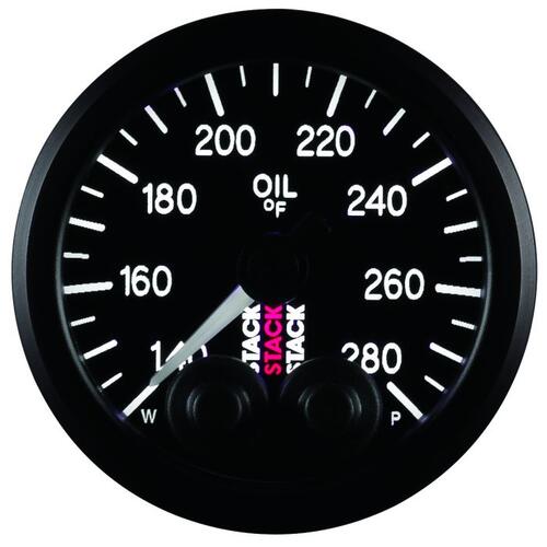 Autometer Gauge, Oil Temp, Pro-Control, 52Mm, Blk, 140-280ºf, 1/8" Nptf Male, Stack Instruments