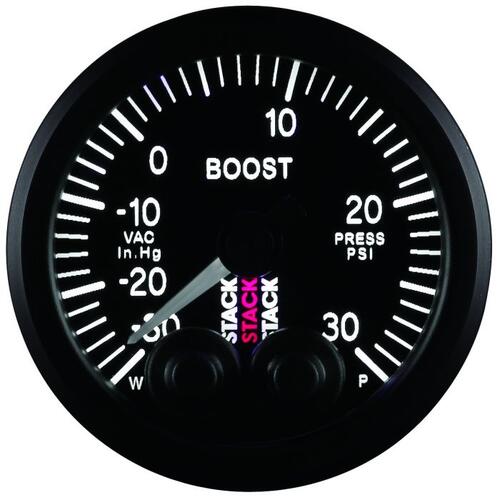 Autometer Gauge, Boost Press, Pro-Control, 52Mm, Blk, -30Inhg To +30Psi, Incl. T-Fitting, Stack Inst