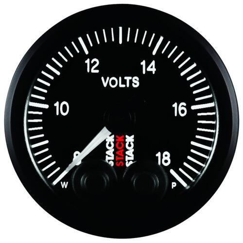Autometer Gauge, Battery Voltage, Pro-Control, 52Mm, Blk, 8-18V, Stack Instruments