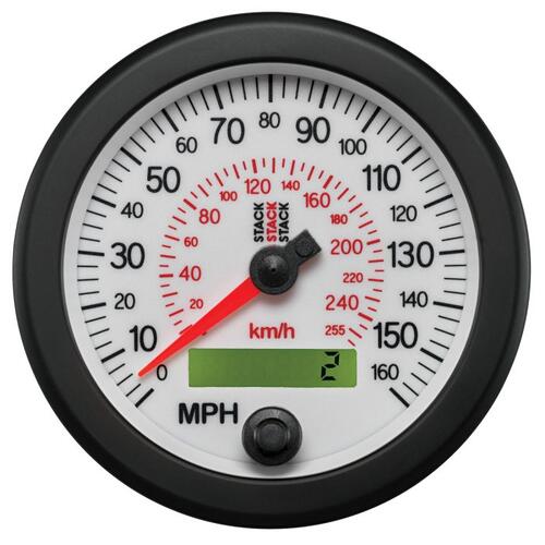 Autometer Speedometer, Elec, 88Mm, Wht, 0-160 Mph / 260 Km/H Programmable, Stack Instruments