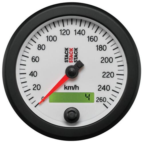 Autometer Speedometer, Electronic, 88Mm, Wht, 0-260 Km/H Programmable, Stack Instruments