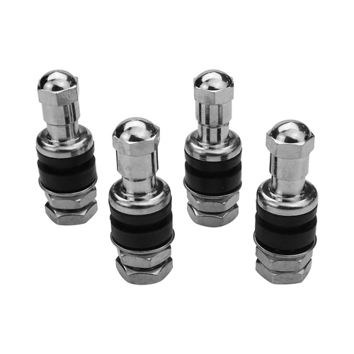 Street Pro Chrome Valve Stems, Bolt On Inner Nut Valve Stems - Set of 4
