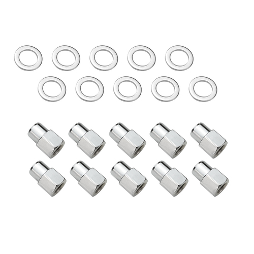 Wheel Lug Nut Kit,, Chrome Open End, Medium Mag, Length 1.38, 1/2', 0.55 Shank, Set of 10