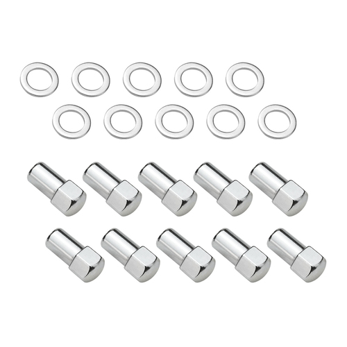 Wheel Lug Nut Kit Chrome, Street Pro 007 Dome head, length 1.70, 1/2, 1.00 inch shank, Set of 10