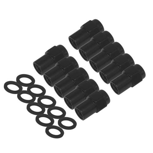 Street Pro Wheel Lug Nut Kit, Black, 002 Mag, Length 1.56, 1/2, .700 Shank, Set of 10