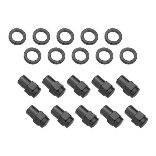 Wheel Lug Nut Kit, Black 002 Streetpro Mag, Length 1.56, 7/16, .700 shank, Set of 10