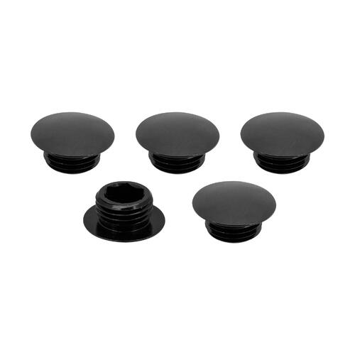 Street Pro Wheel Lug Nut Block Off Caps, 7/16"-20, Billet Aluminium, Black, Set of 5