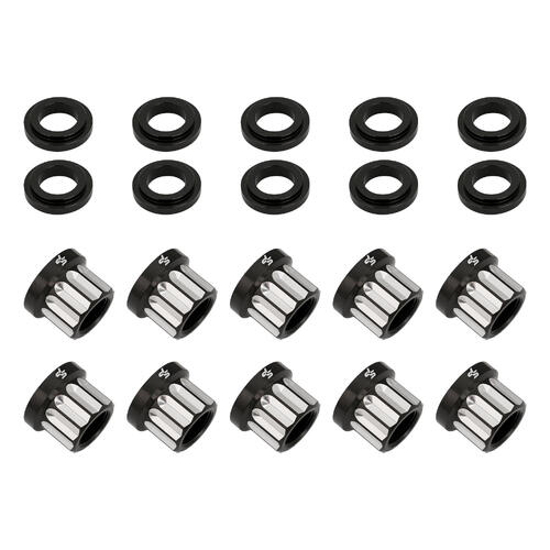 Street Pro Wheel Nut & Washer Kit, 5/8''-18, Billet Aluminium, Black Milled, 12-Point, Set of 10