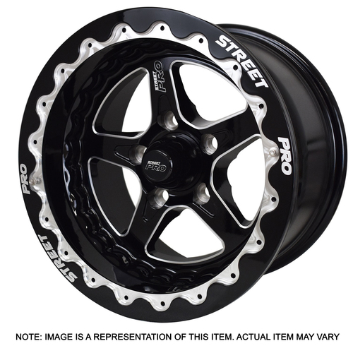 Street Pro ll Convo Pro Wheel Black Bead Lock Style 15x10' For Ford Bolt Circle 5x 4.50', (-25) 4.50' Back Space