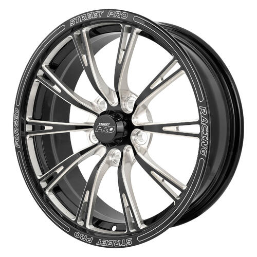 Street Pro 009 Series Forged Wheel, Front 17x6'' / 3.75'' Backspace (+6) / 5x4.50" Bolt Circle Ford, Gloss Black Milled