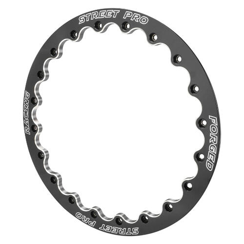 Street Pro 009 Series Rear Beadlock Ring, Gloss Black Milled, Billet Aluminium, Each