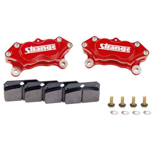 Strange ,Strange red four piston billet calipers w/ soft pads- pr