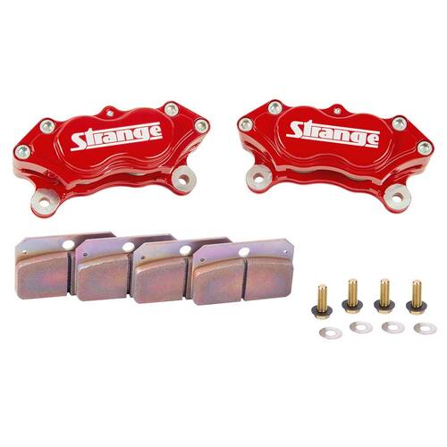 Strange ,Strange red four piston billet calipers w/ hard pads- pr