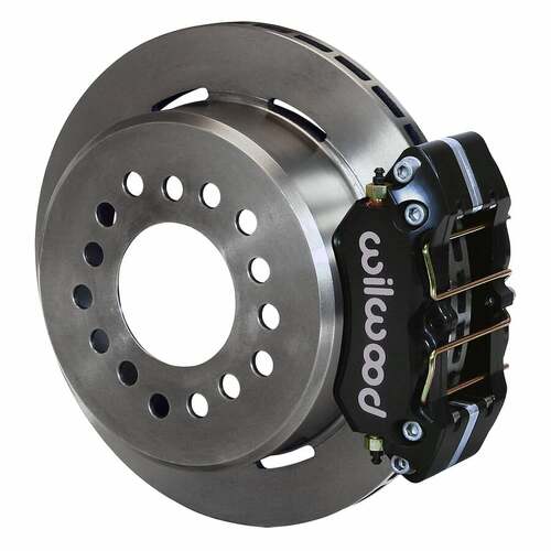 Strange ,Disc Brakes, Rear, Solid Surface Rotors, 4-piston Black Calipers, Ford 9 in, Kit