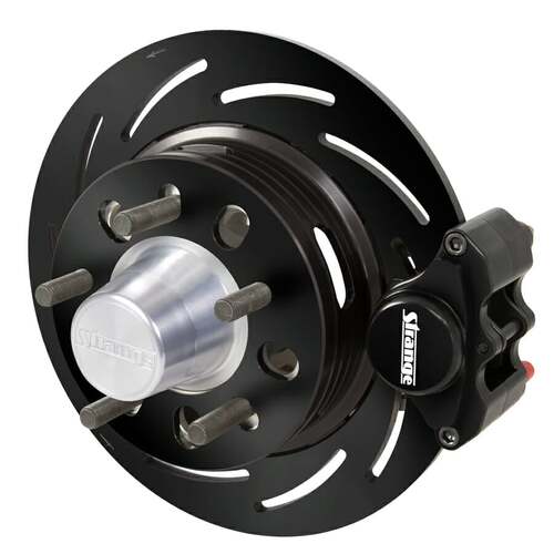 Strange ,Disc Brakes, Pro Race Steel, Front, Manual, Slotted Surface Rotors, 2-piston Black Calipers, Kit