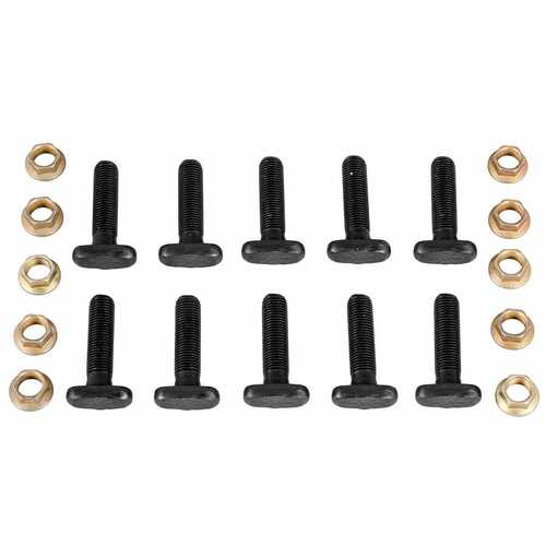Strange Axle Housing End Fasteners, T-bolts, 3/8-24 in. Thread, Steel, Black Oxide, Nuts, For Chrysler 8.75 in., Kit
