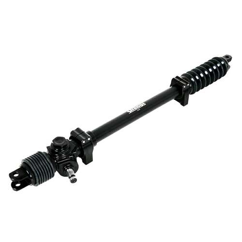 Strange ,Rack and Pinion, Manual Rack, 9/16 in.-26 Spline, 24.500 in. Length, 4.25 in. Rack Travel, Billet Aluminum, Black Anodized, Front, Each