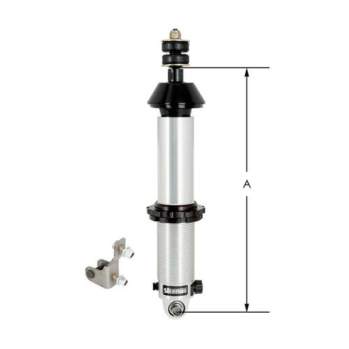 Strange ,Coilover Shock, Double Adjustable, Aluminum, 20.10 in. Extended, 12.90 in. Collapsed, Stud/Bearing, Each