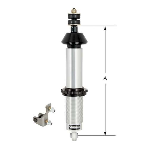 Strange ,Coilover Shock, Single Adjustable, Aluminum, 20.10 in. Extended, 12.90 in. Collapsed, Stud/Bearing, Each