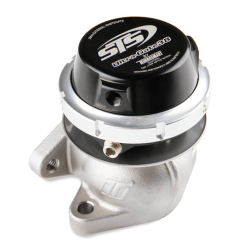 STS Turbo Wastegate, Ultragate 38, Mechanical, External, Cast Stainless Base, Black Anodised Aluminium Top, 38mm Relief, 5 psi Spring, Each