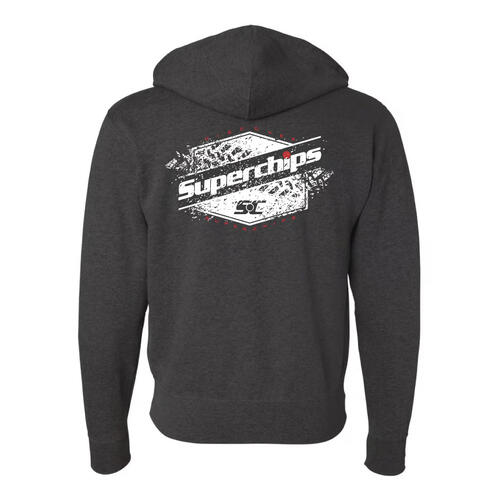 Superchips Zip Hoodie, Black Heather, Men's X-Large, Each