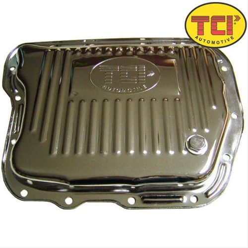 TCI Automatic Transmission Pan, Stock Depth, Steel, Chrome, For Chrysler, Torqueflite 727, Each