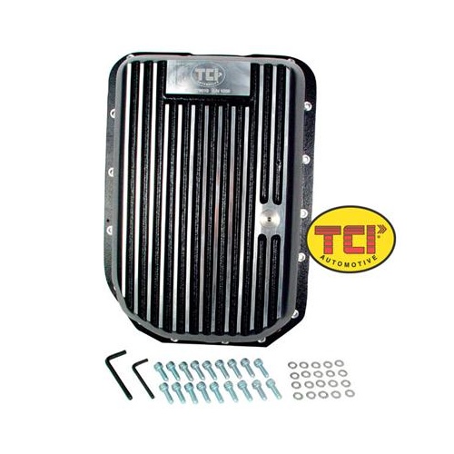 TCI Automatic Transmission Pan, Deep, Aluminum, Black Wrinkled, GM, 4L80E, 4L85E, Each